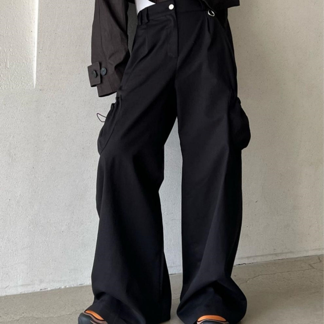 Retro Solid Color Elastic Casual Wide Leg Pants For Women - Eshtree