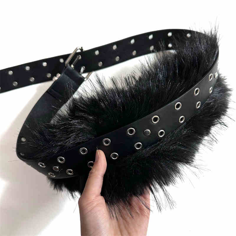 Retro Sub - culture Fur Stitching Belt Accessories Belt - Eshtree