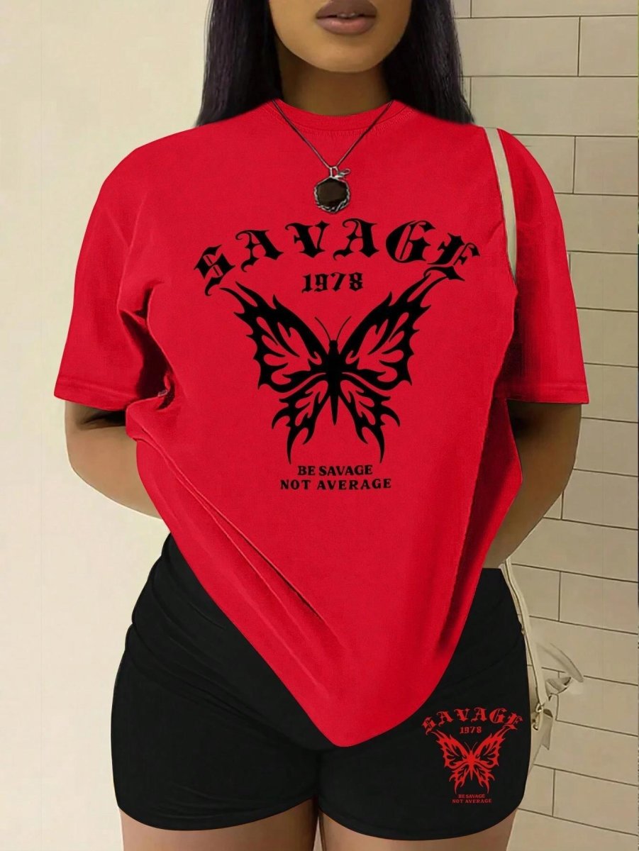 Savage Not Average Butterfly Graphic T-Shirts - Eshtree