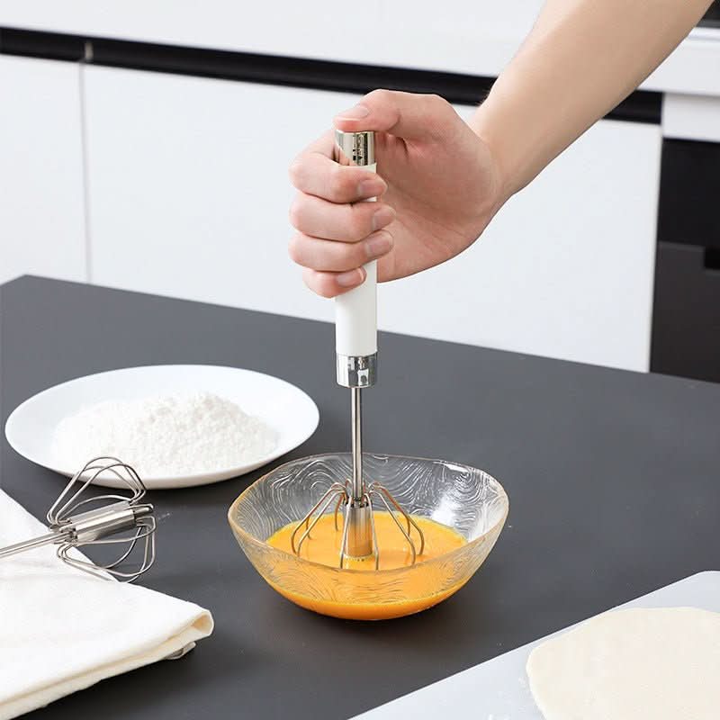 Semi - automatic Stainless Steel Egg Beater Whisk Hand Pressure Rotating Manual Mixer Egg Tools Cream Stirrer Kitchen Accessories - Eshtree