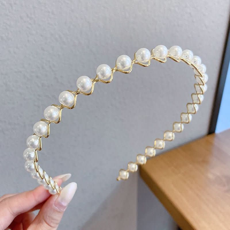 Sen Simple Pearl Thin Headband Hair Accessories Headband - Eshtree