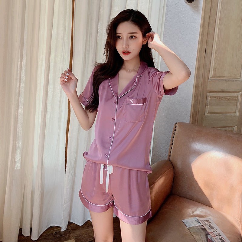 Silk Ladies Pajamas Sleeve Shorts Suit Homewear - Eshtree