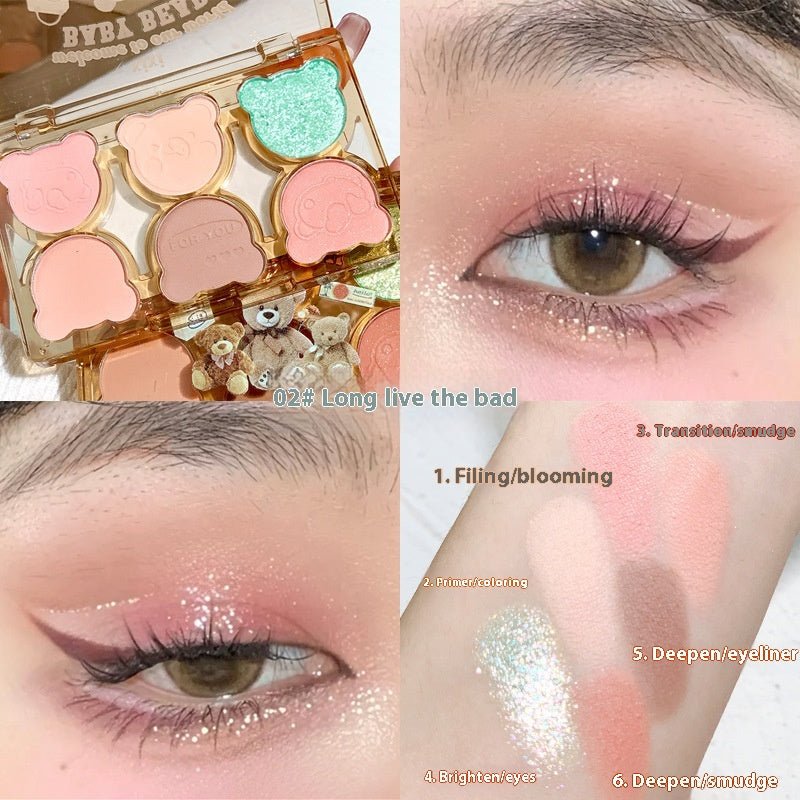 Six Color Eyeshadow Cool Diamond In The Debris Contrast Color Makeup Smoky Cut - off Eye Makeup - Eshtree
