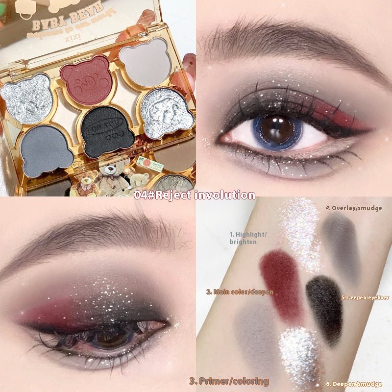 Six Color Eyeshadow Cool Diamond In The Debris Contrast Color Makeup Smoky Cut - off Eye Makeup - Eshtree