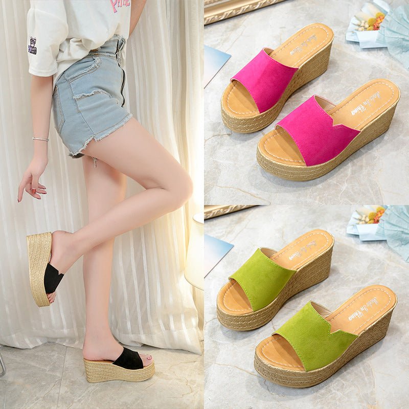 Slippers Women Summer New Style Korean Beach Shoes High Heels - Eshtree