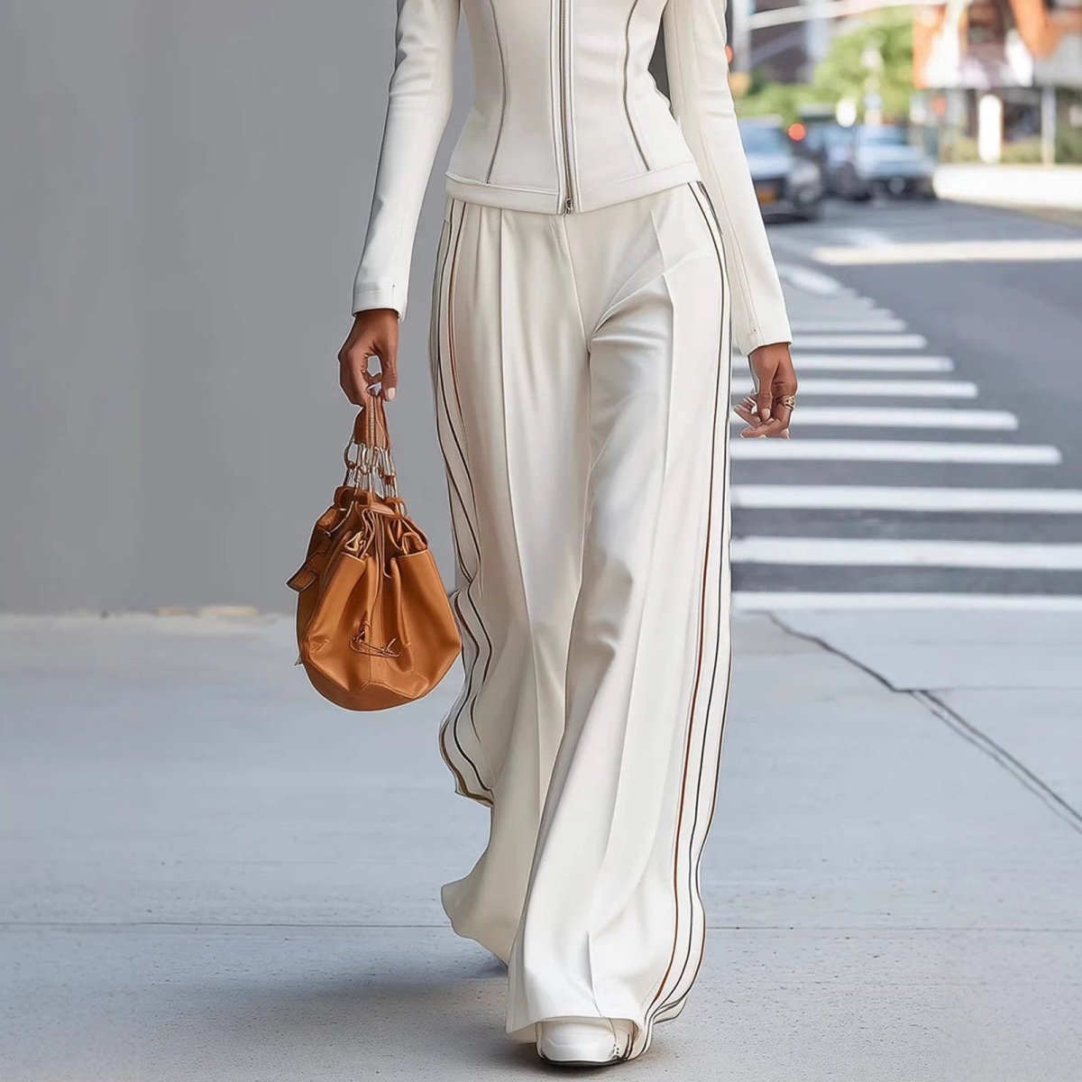 Solid - color Rayon Slim - fit Casual Athletic Long - sleeve Womens Set - Eshtree