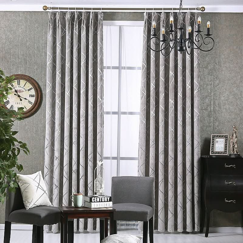 Solid Color Simple Modern Light Luxury Living Room Chenille Blackout Curtains - Eshtree
