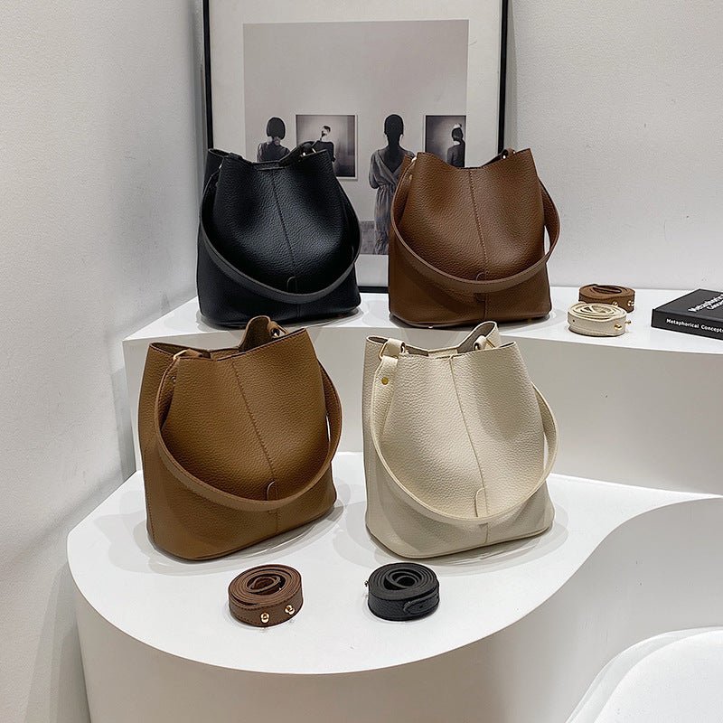 Sophisticated Winter Bucket Bag Set A Versatile Minimalist Single - shoulder Crossbody Bag - Eshtree