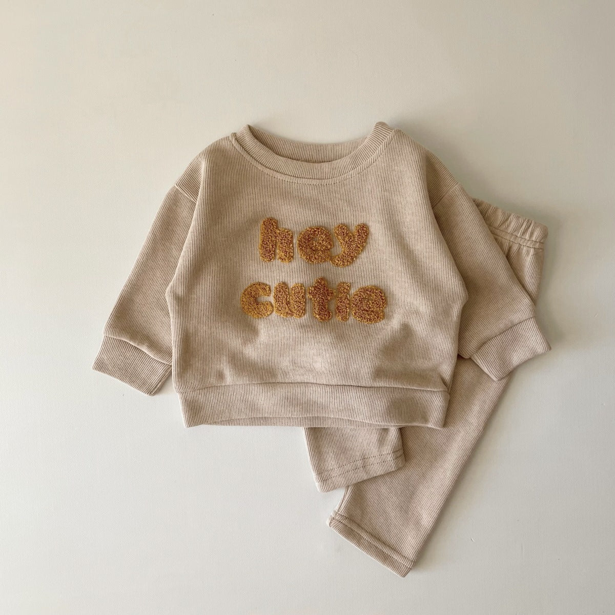 Spring And Autumn Newborn Alphabet Embroidery Baby Long Sleeve Two - piece Suit - Eshtree