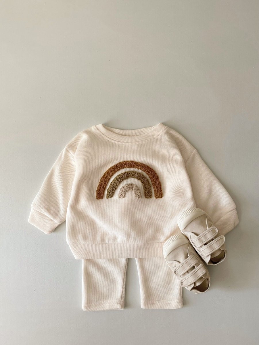Spring And Autumn Newborn Alphabet Embroidery Baby Long Sleeve Two - piece Suit - Eshtree