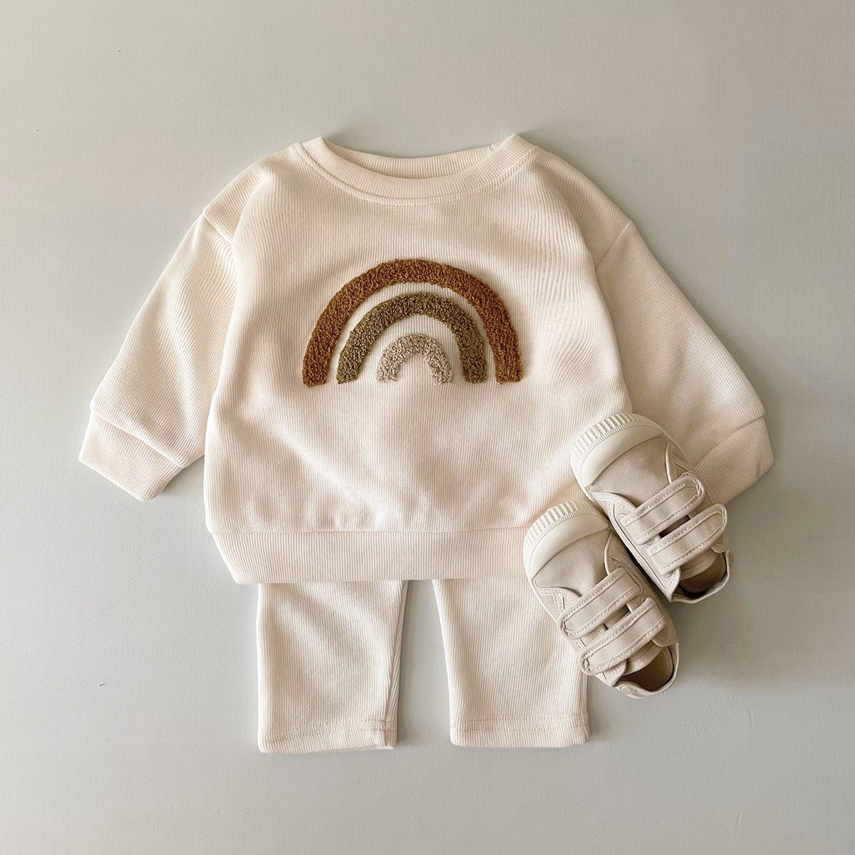Spring And Autumn Newborn Alphabet Embroidery Baby Long Sleeve Two - piece Suit - Eshtree