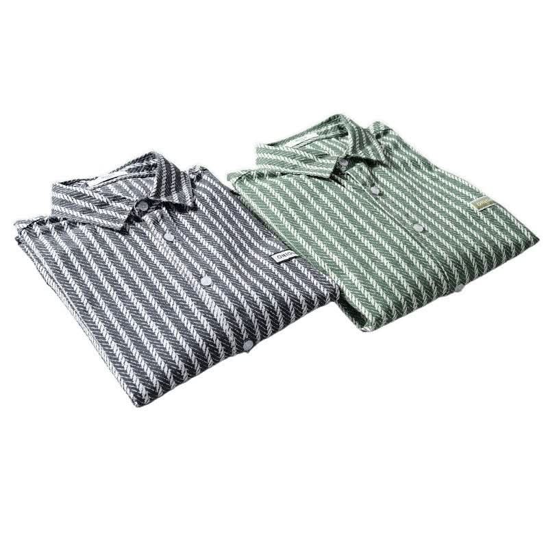 Spring Men's Collar Shirt Jacket Personalized Striped - Eshtree