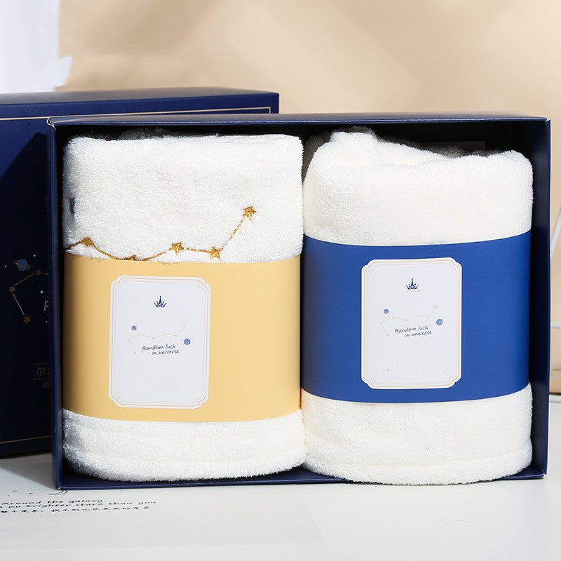 Star Embroidered Towel Dry Hair Cap Set Box - Eshtree