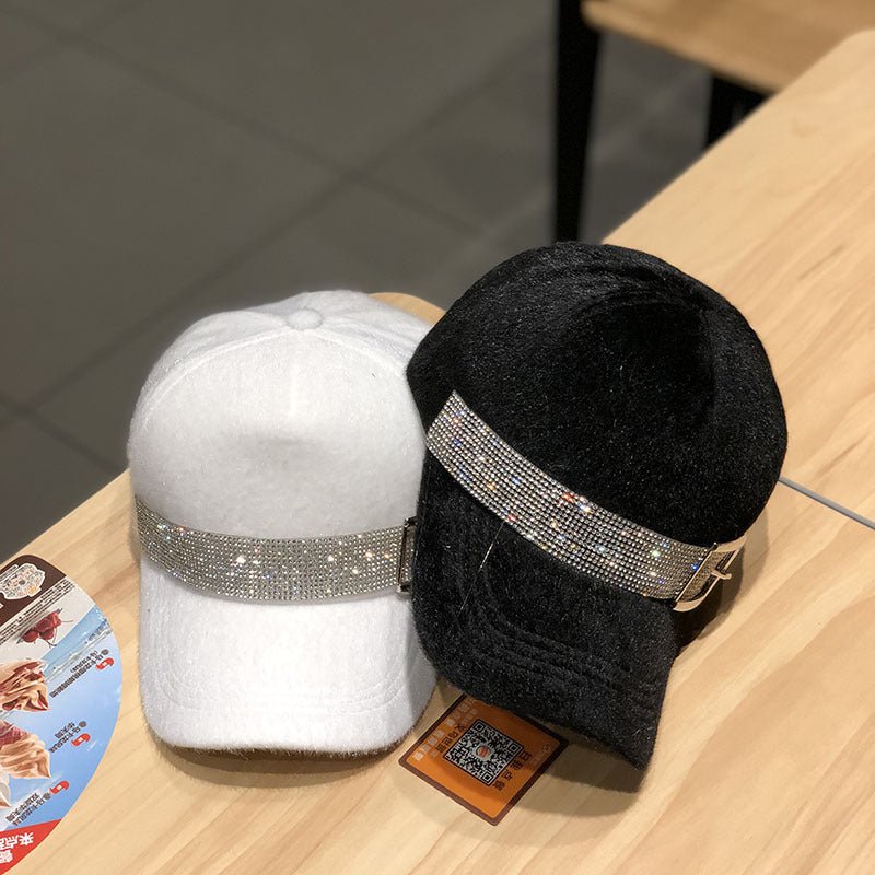 Street Fashion Diamond Baseball Korean Fashion Winter Warm Outdoor All - matching Peaked Cap - Eshtree