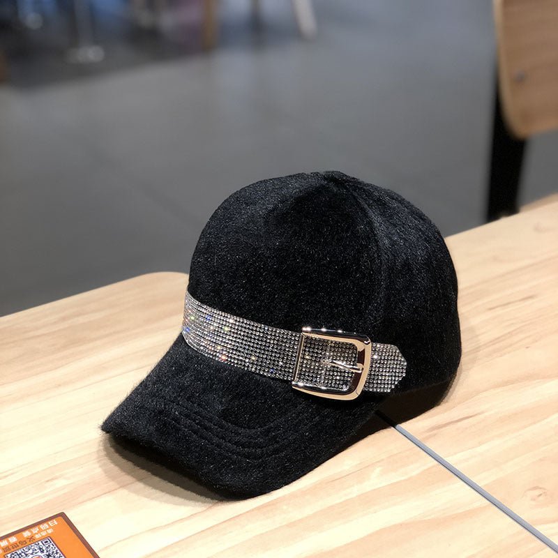 Street Fashion Diamond Baseball Korean Fashion Winter Warm Outdoor All - matching Peaked Cap - Eshtree