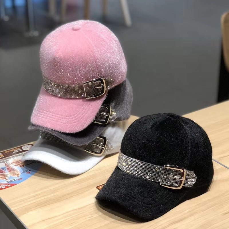 Street Fashion Diamond Baseball Korean Fashion Winter Warm Outdoor All - matching Peaked Cap - Eshtree
