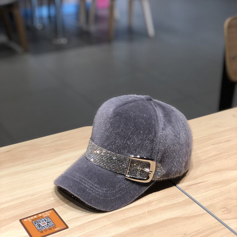 Street Fashion Diamond Baseball Korean Fashion Winter Warm Outdoor All - matching Peaked Cap - Eshtree