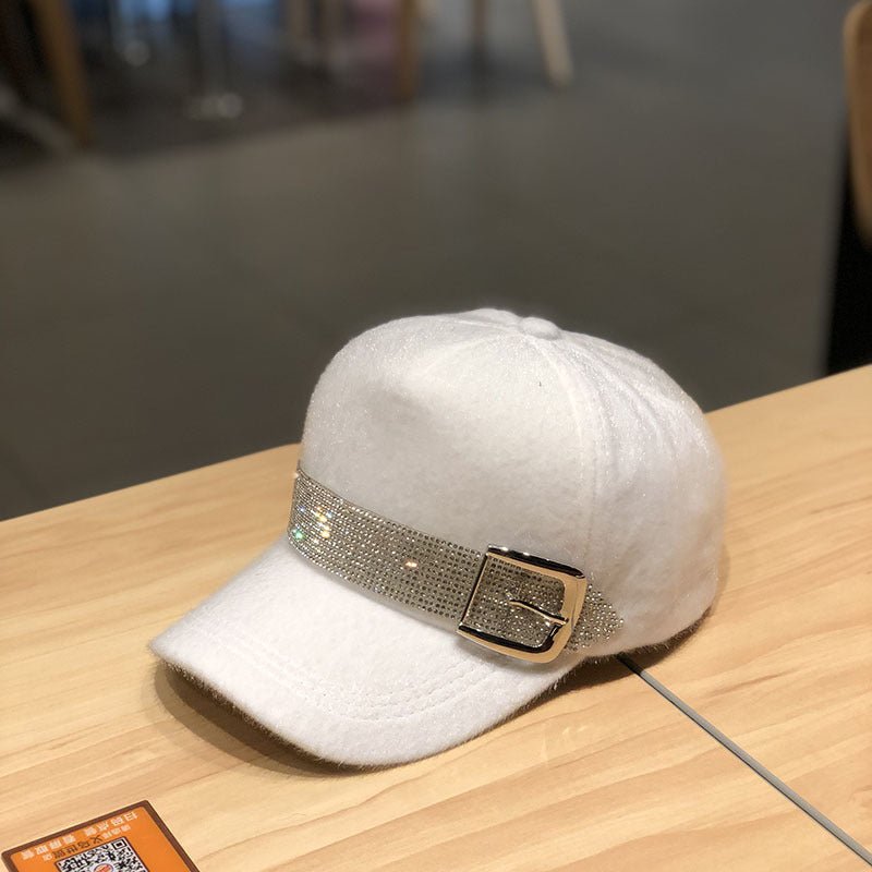 Street Fashion Diamond Baseball Korean Fashion Winter Warm Outdoor All - matching Peaked Cap - Eshtree