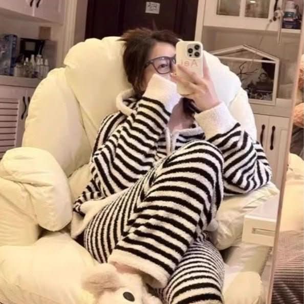 Striped Hooded Pajama Set Homewear For Women - Eshtree