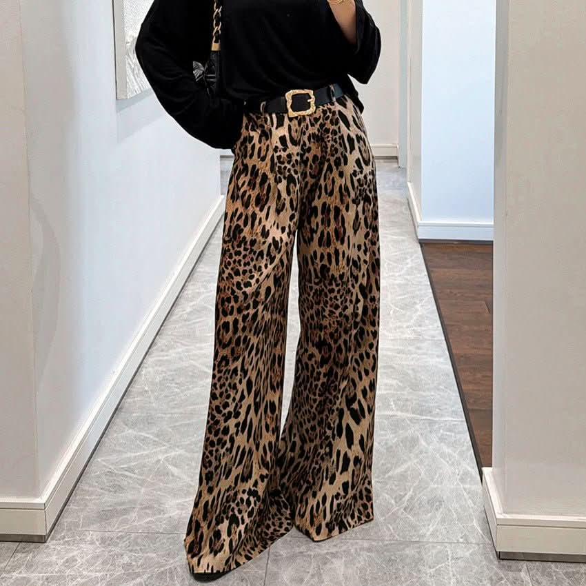 Stylish Casual And Chic Leopard - print Womens Retro Straight - leg Loose Pants - Eshtree