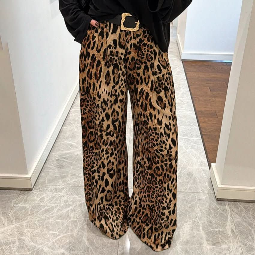Stylish Casual And Chic Leopard - print Womens Retro Straight - leg Loose Pants - Eshtree
