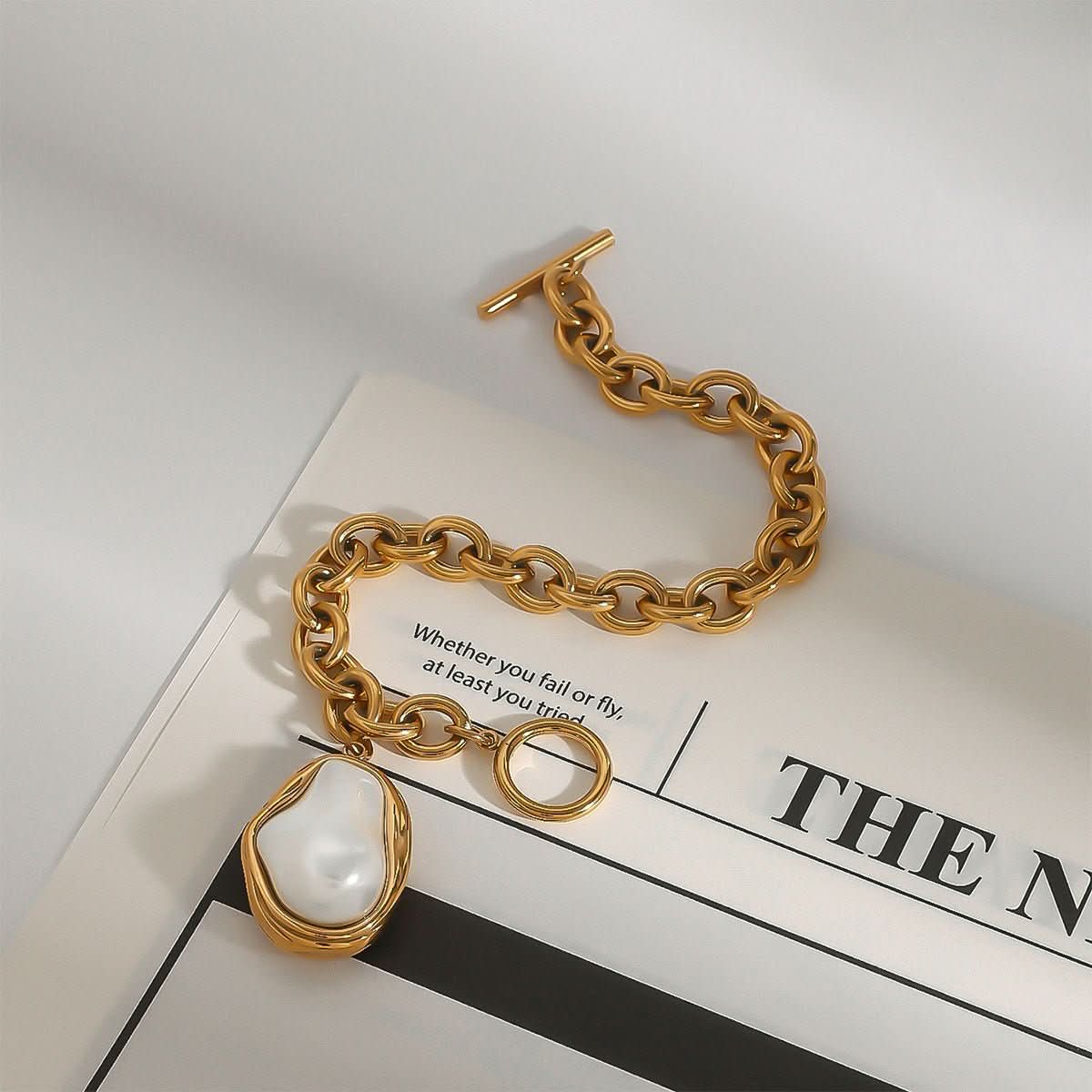 Stylish Stainless Steel Bracelet With 18k Gold Plating - Eshtree