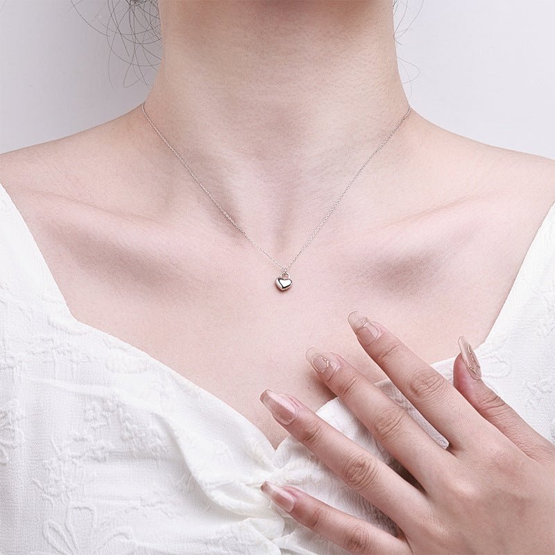 Stylish Sterling Silver Heart Pendant Necklace With A Smooth Finish - Eshtree
