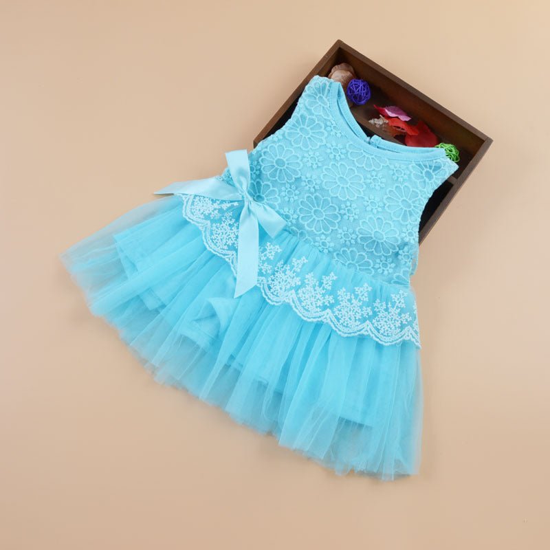 Summer children's wear girls, infants, sleeveless LACE VEST, bow tie dress, children's skirt - Eshtree