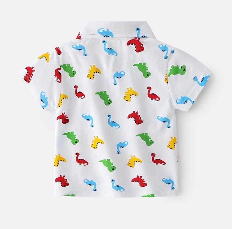 Summer Dinosaur Cartoon Print Boy Short Sleeve - Eshtree