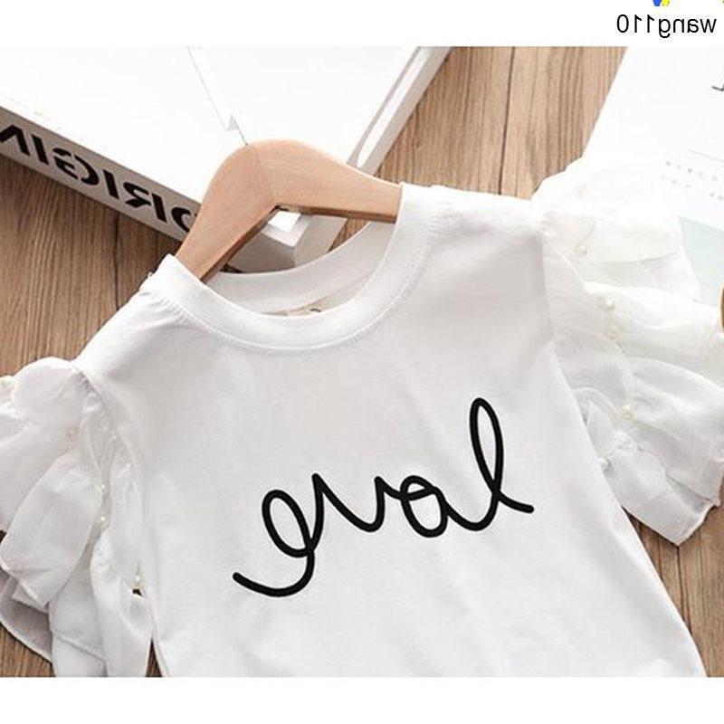 Summer Kids Girls Clothing Sets 2 pcs T-shirt Hole Pants Set - Eshtree