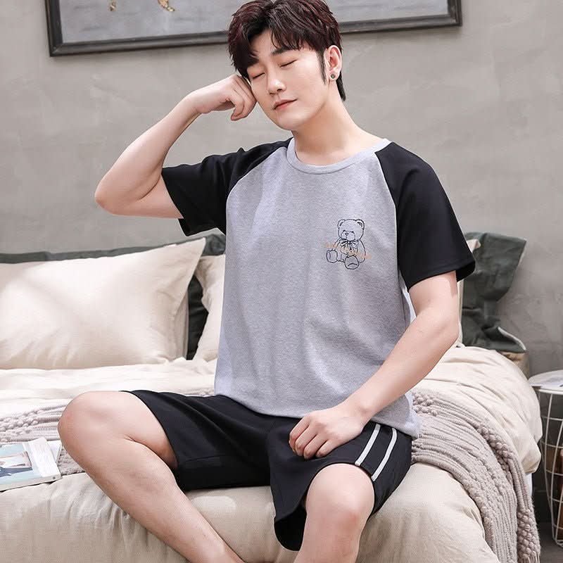 Summer New Cotton Pajamas Men's Short - sleeved Pajamas Homewear Suit - Eshtree