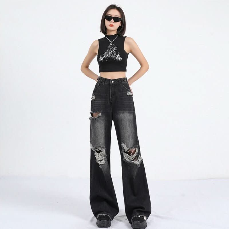 Summer Straight Loose Mop Wide Leg Pants - Eshtree