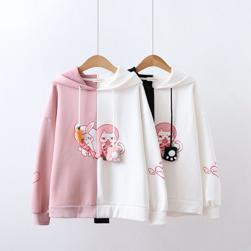 Sweet and versatile love rabbit hair Hoodie - Eshtree