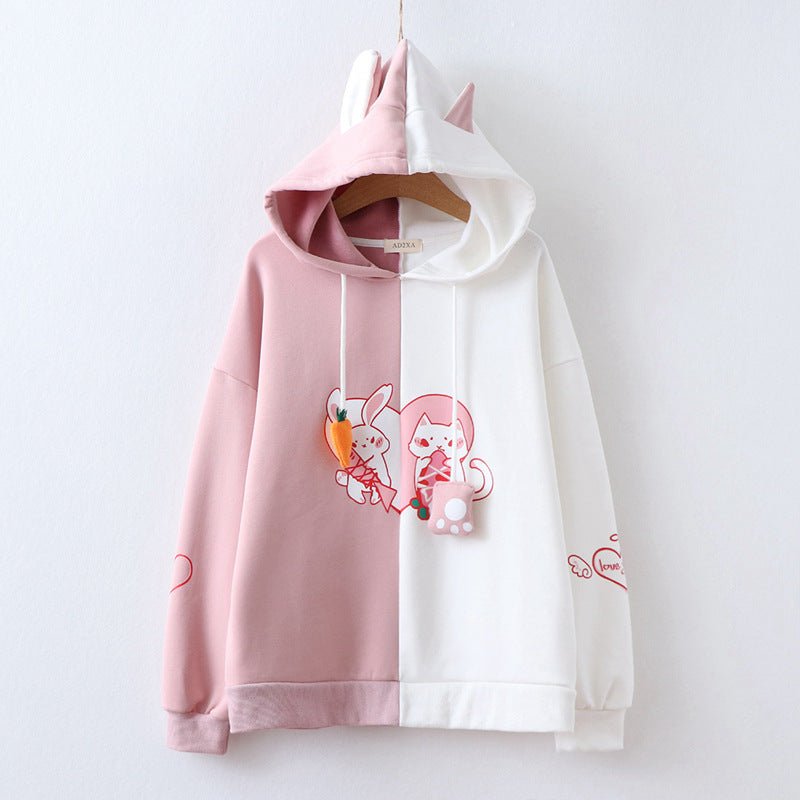 Sweet and versatile love rabbit hair Hoodie - Eshtree