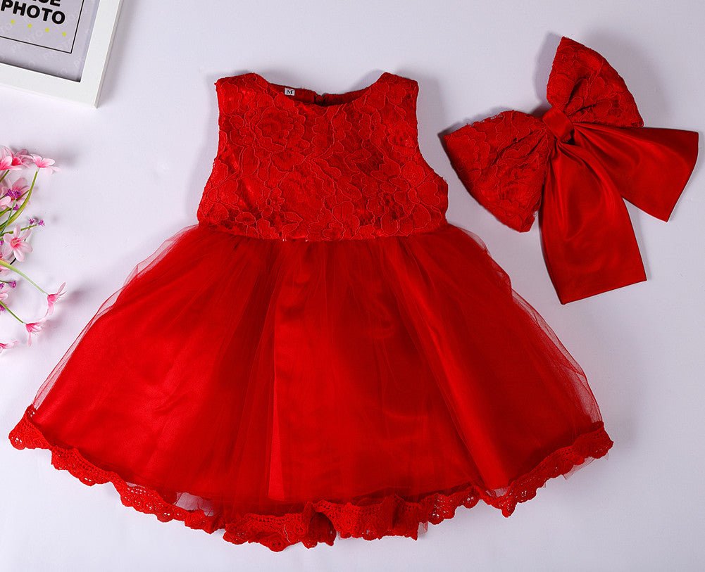 The new baby Bow Dress Dress Age 0 - 2 years old baby full moon child gauze skirt - Eshtree