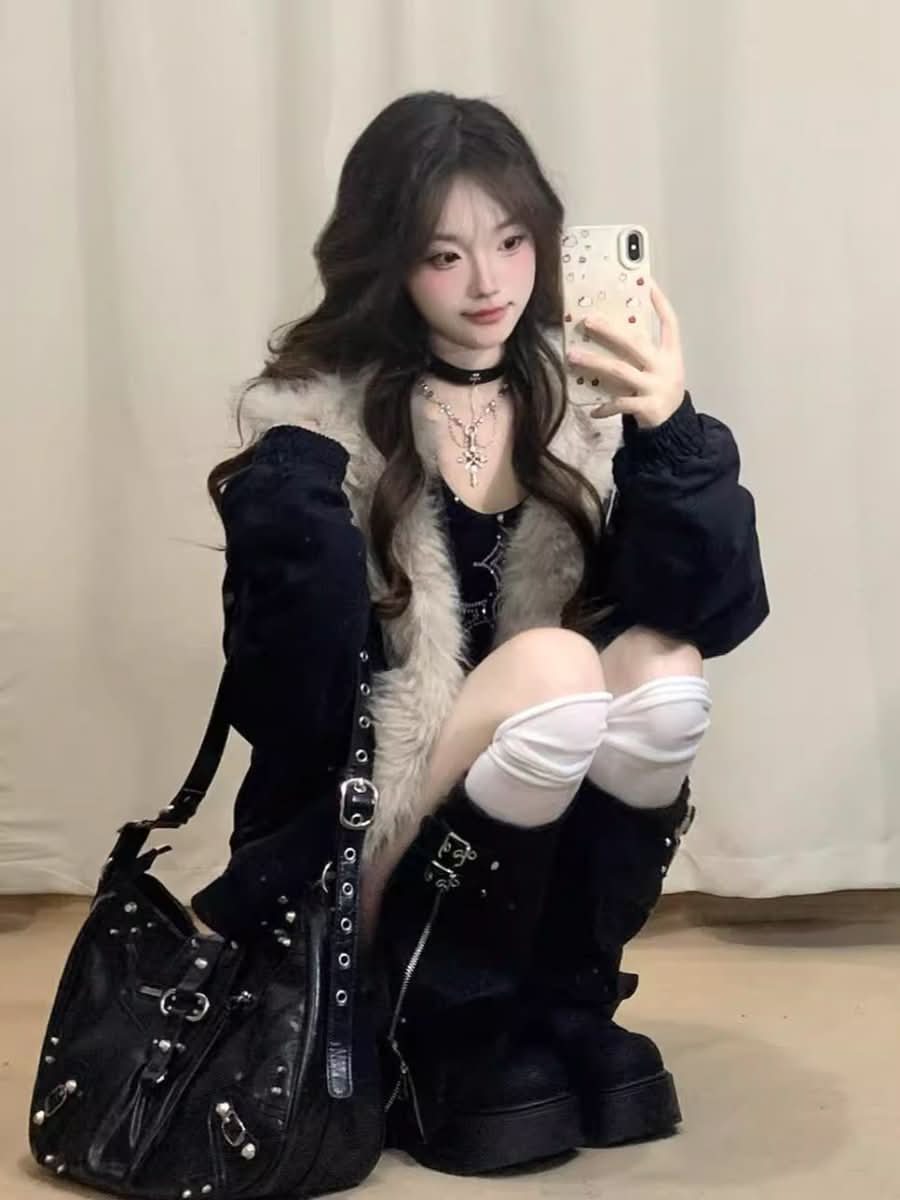 Thickened Fur Collar Hood Cotton - padded Coat For Women - Eshtree