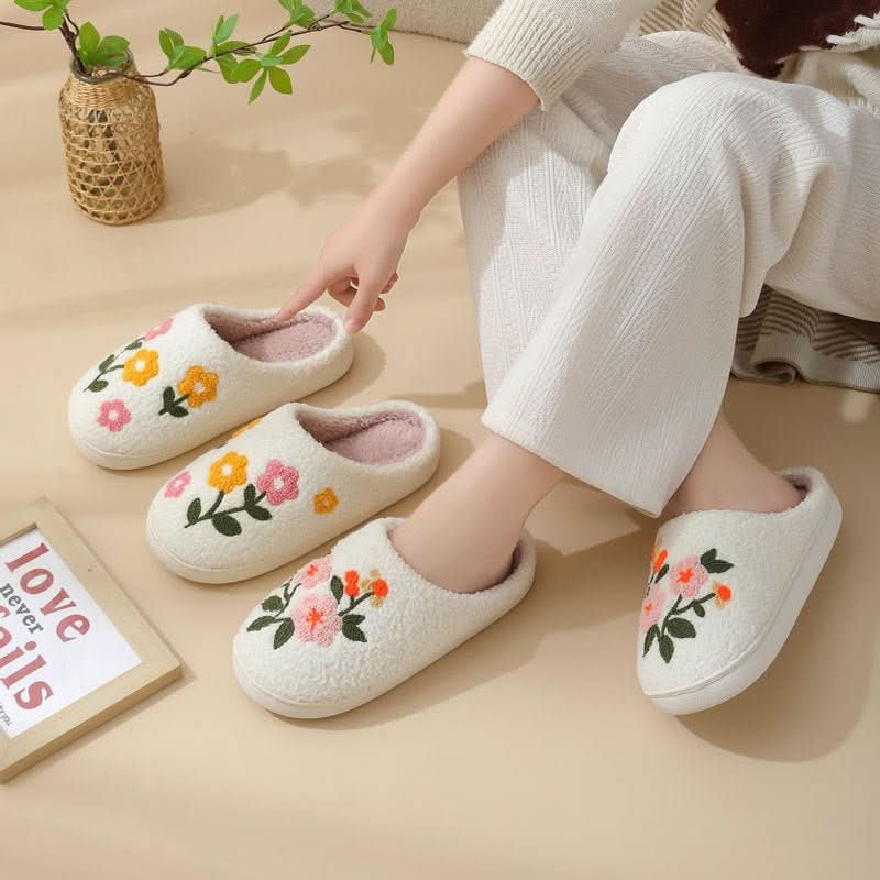 Three - color Flower Cotton Slippers Women's Warm Indoor Slippers - Eshtree