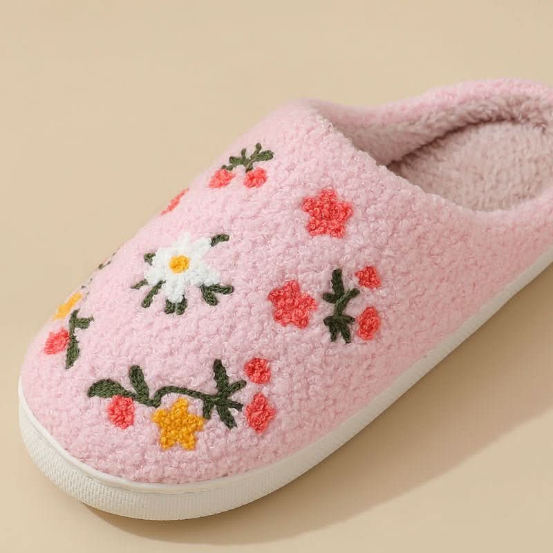 Three - color Flower Cotton Slippers Women's Warm Indoor Slippers - Eshtree