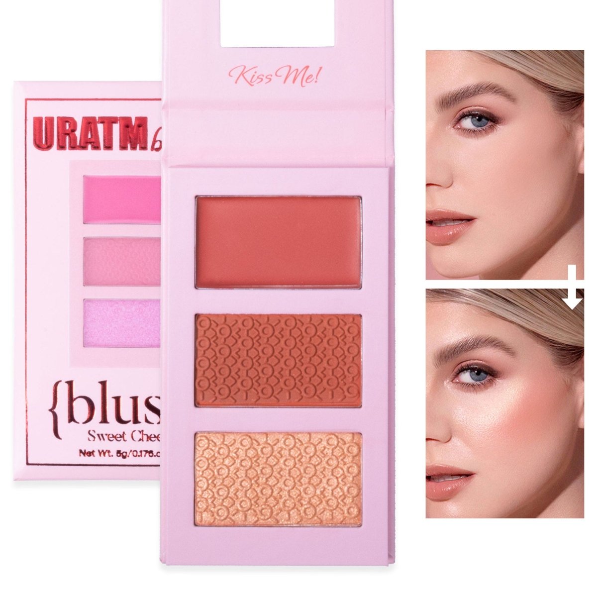 Three - color Highlight Blusher Plate Matte Shimmer Three - dimensional Repair - Eshtree