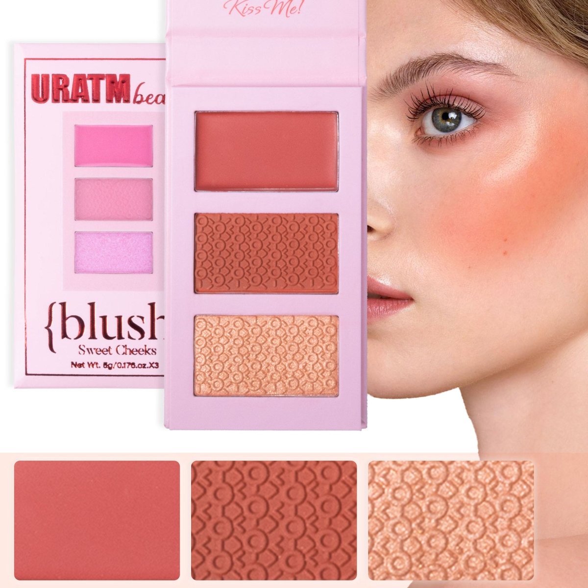 Three - color Highlight Blusher Plate Matte Shimmer Three - dimensional Repair - Eshtree