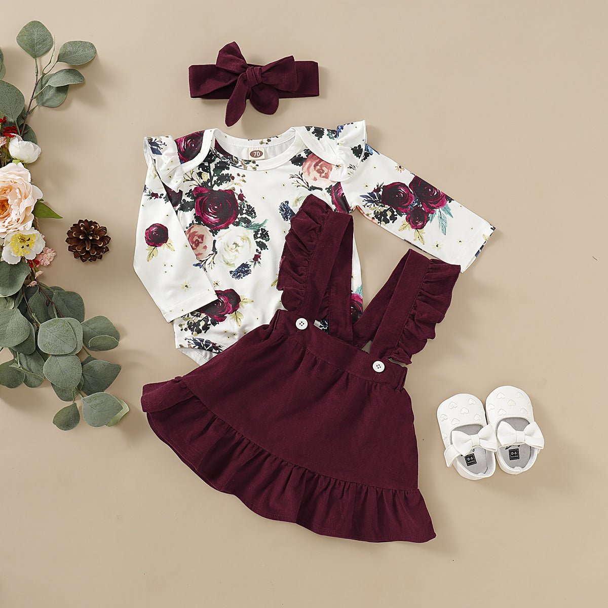 Three - piece set of baby and toddler flower print straps - Eshtree