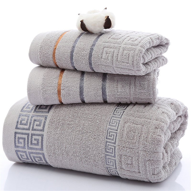 Three sets of Great Wall grid bath towels - Eshtree