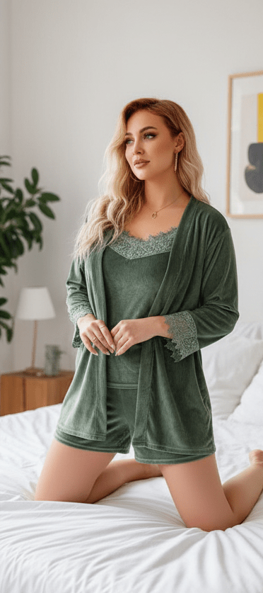 طقم قطيفة انيق مكون من 4 قطع حريمي - Eshtree