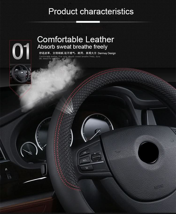 Universal Leather Car Steering Wheel Cover - Eshtree