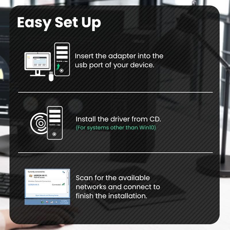 Usb Wireless Network Card Computer Wifi Receiver - Eshtree
