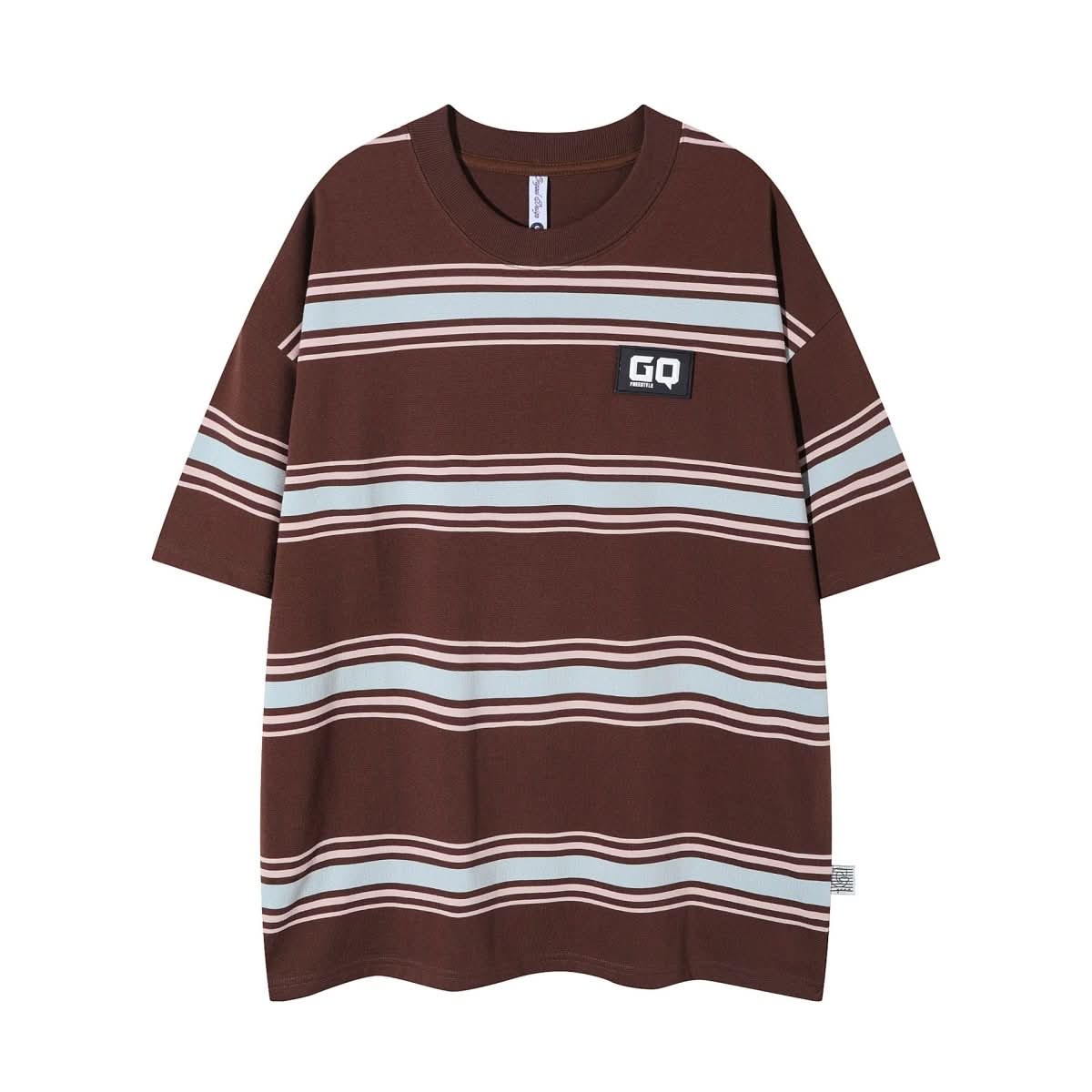 Vintage Stripe Niche Couple Loose Half - sleeve Top - Eshtree