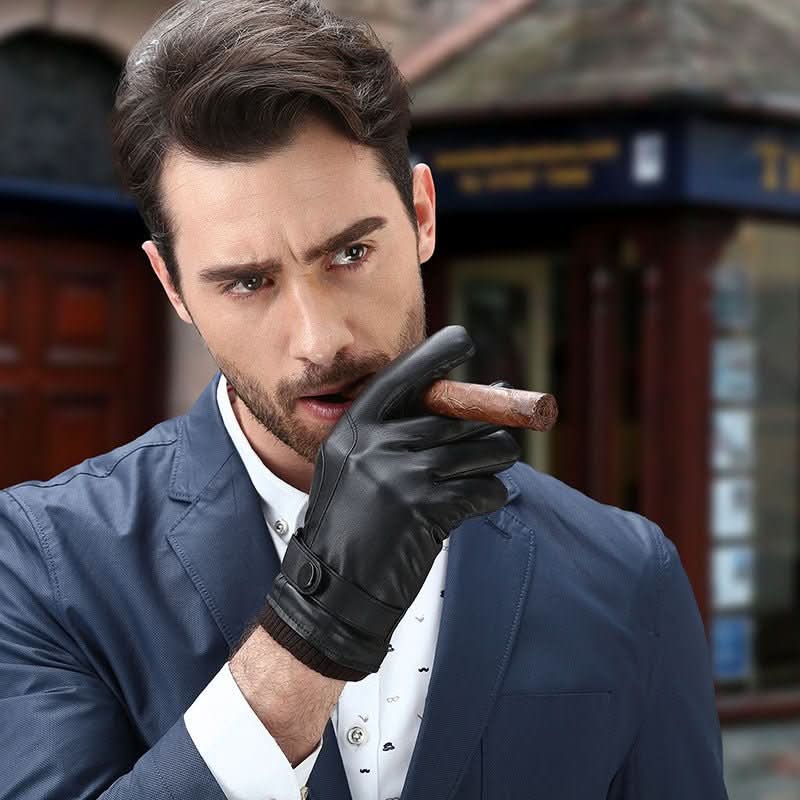 Wash Leather Gloves For Men With Velvet Touch Screen - Eshtree