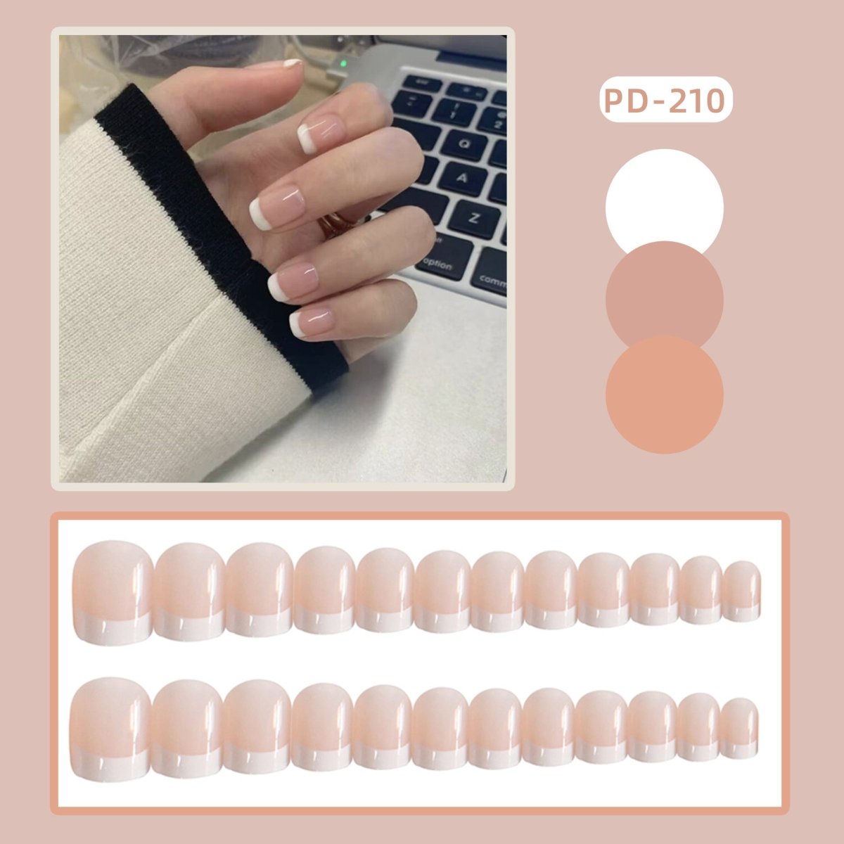 Wear Nail Manicure Fake Nail Tip Stickers Finished Product Nail Tip Frosted Ballet Nail Sticker - Eshtree