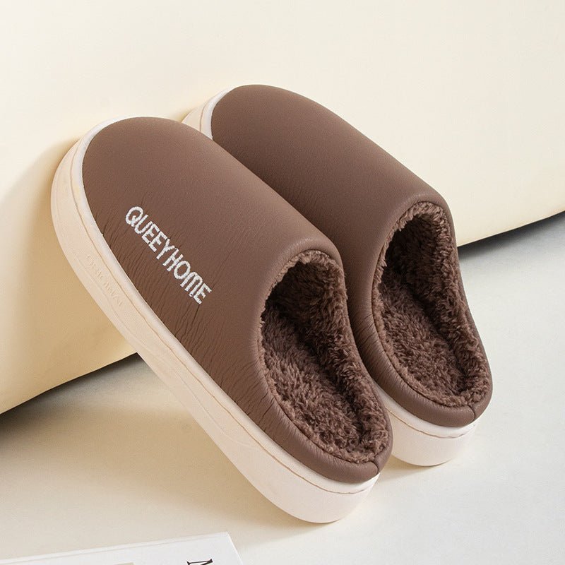 Winter Cotton Waterproof Outdoor Slippers Home Non - slip Winter Fleece - lined Men's Platform - Eshtree