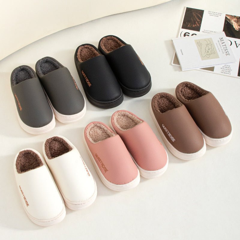 Winter Cotton Waterproof Outdoor Slippers Home Non - slip Winter Fleece - lined Men's Platform - Eshtree